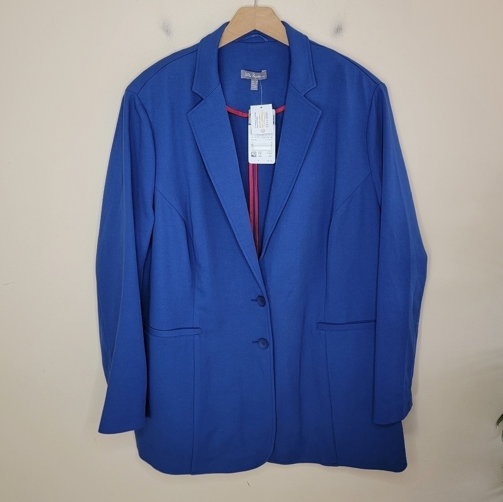 NWT Ulla Popken | Cobalt Blue Blazer with Shoulder Pads Plus Size 24